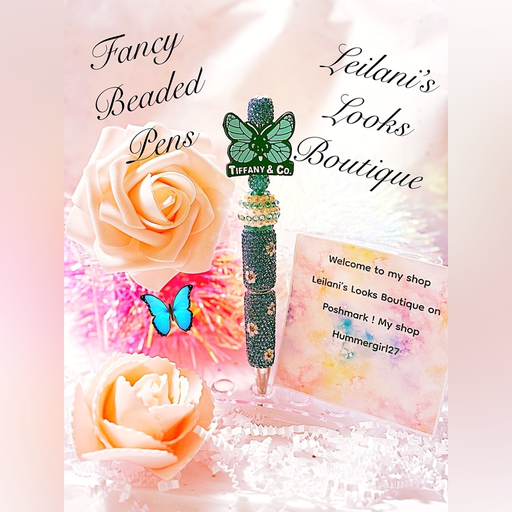 Fancy beaded pen/gifts/butterfly pen/girly/flower pen